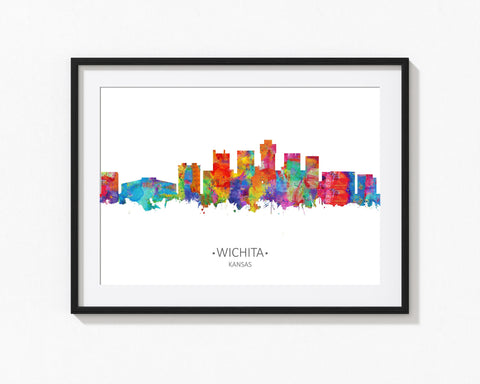 Wichita KS | Wichita Art Print | Wichita Wall Art | Wichita Painting | Wichita Wall Art | Wichita Cityscape | Wichita Skyline | Watercolor 1182