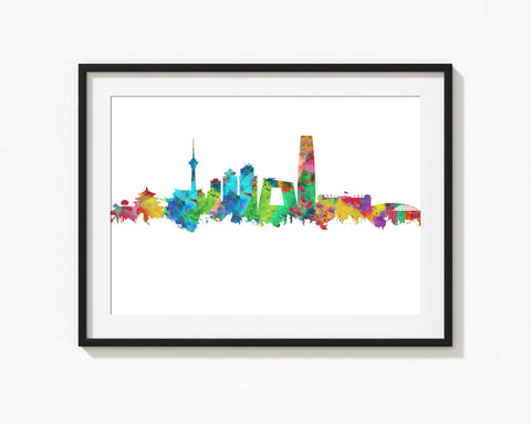 Beijing Skyline Print | Bejing  Cityscape Watercolor | Bejing Skyline Art Canvas | Beijing Map Print | Poster Print 123