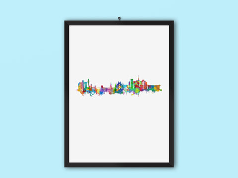 Milan Watercolor Skyline Print | Milan Cityscape Painting | Milan Skyline Art Poster Active Wall Decor 719