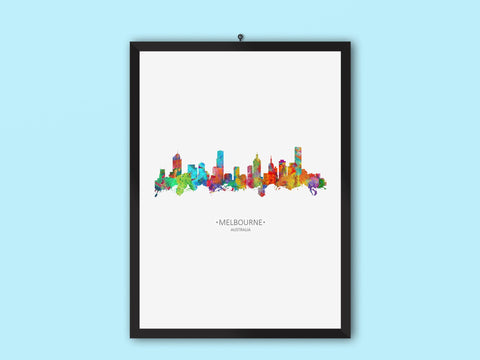 Melbourne Poster | Melbourne Cityscape | Melbourne Skyline | Melbourne Watercolor | Melbourne Wall Art | Melbourne Cityscapes Melbourne City Decor 704
