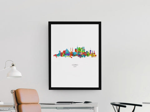 Cityscape Art Print| Cairo Wall Art | Cairo Skyline | Cairo Artwork | Cairo Cityscape | Cairo Poster Print Watercolor Cityscapes 140