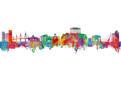 Athens Cityscape Art Painting | Athens Wall Art | Athens Skyline | Athens Poster | Athens Cityscapes | Athens City | Athens Decor | Athens Artwork | City Scape