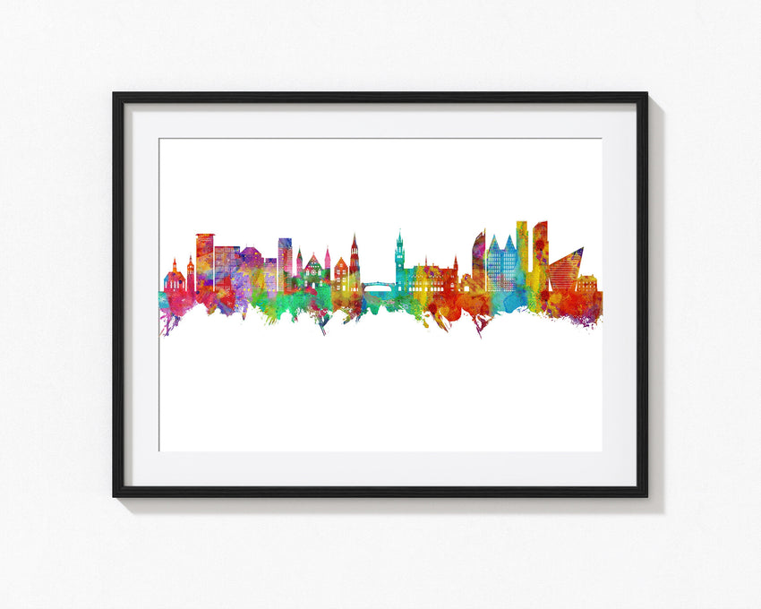 The Hague Artwork | Wall Decor | The Hague Poster | The Hague Wall Art | Hague Netherlands | The Hague Skyline | The Hague Cityscape | 1090