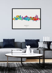 Napoli Cityscape | Naples Painting | Naples Poster | Naples Watercolor | Naples Italy | Naples Print Naples Artwork Naples Wall Art Skyline