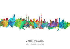 Abu Dhabi Skyline Art | United Arab Emirates Watercolor Artwork | Abu Dhabi UAE | Abu Dhabi Art | Abu Dhabi Wall Decor | Abu Dhabi City Art 3