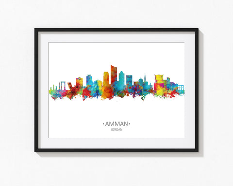 Amman, Jordan Skyline & Cityscape | Jordan Artwork | Jordan Painting | Amman Wall Decor | Amman Print | Sign Inspired Art Cityscapes Watercolor 45