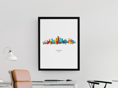 Amman, Jordan Skyline & Cityscape | Jordan Artwork | Jordan Painting | Amman Wall Decor | Amman Print | Sign Inspired Art Cityscapes Watercolor 48