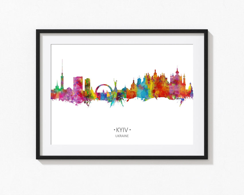 Kyiv Ukraine Colorful Rainbow City Art Print | Kyiv Ukraine Poster Artwork Print | Kyiv Ukraine Top Retro Art Cityscapes Idea 592