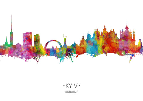 Kyiv Ukraine Colorful Rainbow City Art Print | Kyiv Ukraine Poster Artwork Print | Kyiv Ukraine Top Retro Art Cityscapes Idea 592