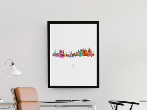 Kyiv Ukraine Colorful Rainbow City Art Print | Kyiv Ukraine Poster Artwork Print | Kyiv Ukraine Top Retro Art Cityscapes Idea 591