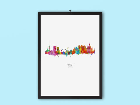 Kyiv Ukraine Colorful Rainbow City Art Print | Kyiv Ukraine Poster Artwork Print | Kyiv Ukraine Top Retro Art Cityscapes Idea 591