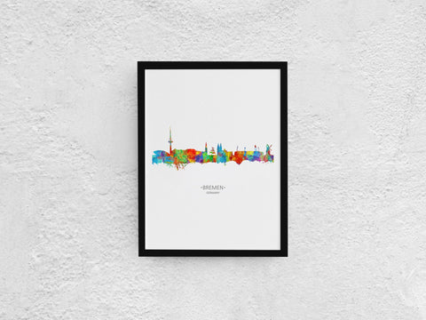 Bremen Wall Art | Bremen Print | German Inspired Art | Bremen Poster | Bremen Cityscape | Bremen Skyline | German Watercolor | Unusual Cityscapes 182