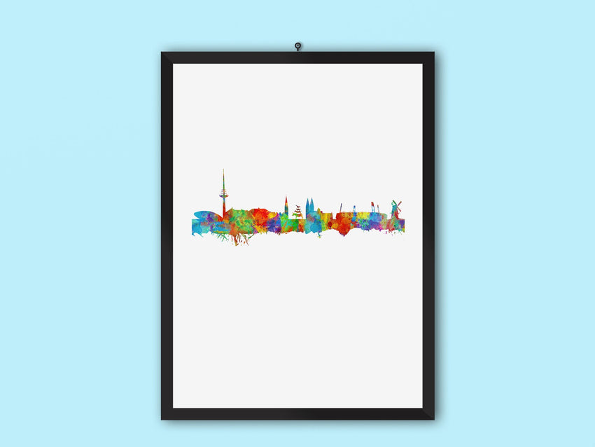 Bremen Wall Art | Bremen Print | German Inspired Art | Bremen Poster | Bremen Cityscape | Bremen Skyline | German Watercolor | Unusual Cityscapes 180