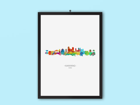 Xianyang Skyline | Chinese Keepsake | Chinese Skyline | Chinese Cityscape | Chinese Memories | China Inspired Art | Colorful China Art Cityscapes 1193