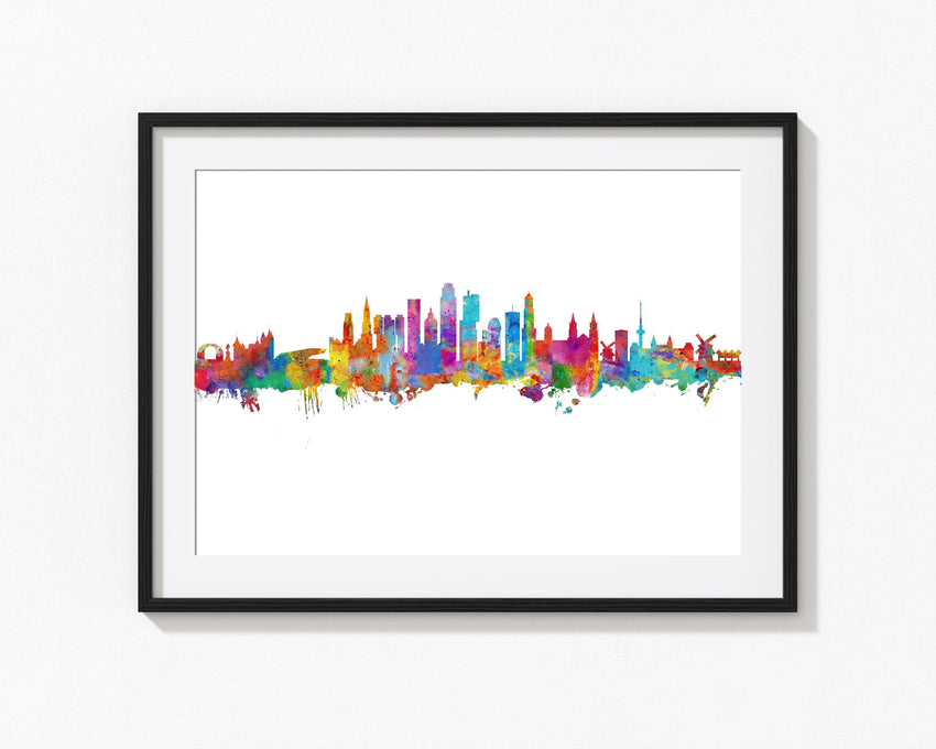 Holland Skyline | Dutch Cityscapes Ideas | Holland Cityscape | | Dutch Keepsake Print | Holland Memories Art | Dutch Souvenir Cityscapes Netherlands 450