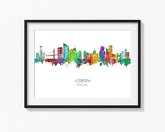 Lisbon Painting | Lisbon Skyline | Lisbon Cityscape | Portugal Painting | Lisbon Art Print | Lisbon Art | Lisbon Wall Art | Print Poster 641