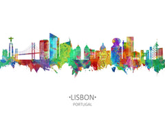 Lisbon Painting | Lisbon Skyline | Lisbon Cityscape | Portugal Painting | Lisbon Art Print | Lisbon Art | Lisbon Wall Art | Print Poster 641