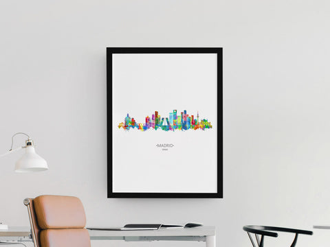 Madrid Skyline Print | Madrid Cityscape | Madrid Watercolor | Madrid Wall Art | Madrid Prints | Madrid Cityscapes | Madrid Art Print Madrid Spain 670