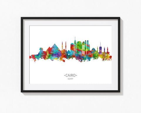 Cityscape Art Print| Cairo Wall Art | Cairo Skyline | Cairo Artwork | Cairo Cityscape | Cairo Poster Print Watercolor Cityscapes 142