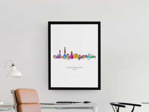 Vietnam Home Artwork | Vietnam Travel Art | Vietnamese Artwork | Vietnam Art Cityscape Art Print / Cityscapes | Vietnam Colorful City Watercolor  Skyline Art 1158