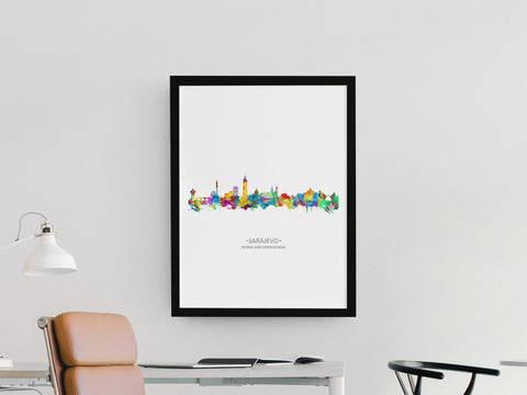 Sarajevo, Bosnia Living Room Art | Sarajevo Home Art Print | Sarajevo Wall Art Decor | Sarajevo City Poster | Sarajevo Cityscapes Sarajevo Skyline 964