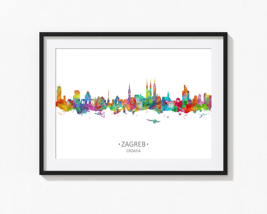 Zagreb, Croatia Poster | Zagreb Cityscapes | Zagreb Art Poster | Zagreb Wall Art Print | Zagreb Wall Decor | Zagreb City | Zagreb Skyline Painting 1219