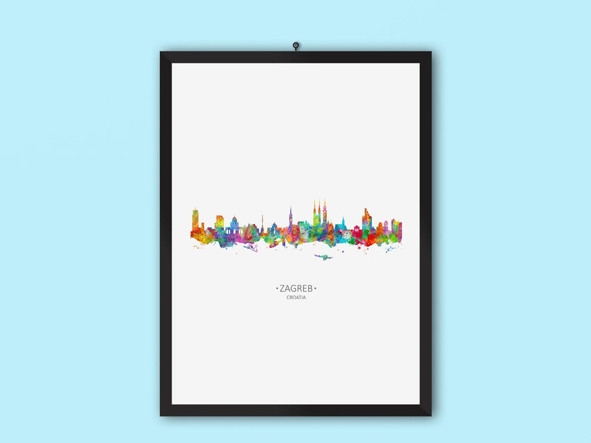 Zagreb, Croatia Poster | Zagreb Cityscapes | Zagreb Art Poster | Zagreb Wall Art Print | Zagreb Wall Decor | Zagreb City | Zagreb Skyline Painting 1217