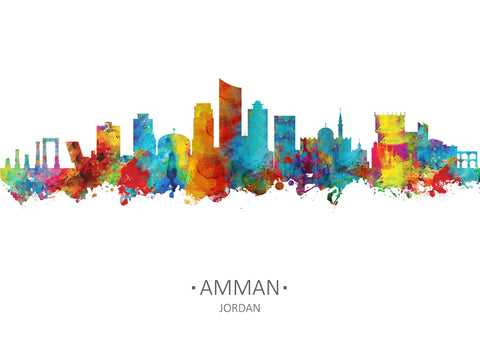 Amman, Jordan Skyline & Cityscape | Jordan Artwork | Jordan Painting | Amman Wall Decor | Amman Print | Sign Inspired Art Cityscapes Watercolor 45