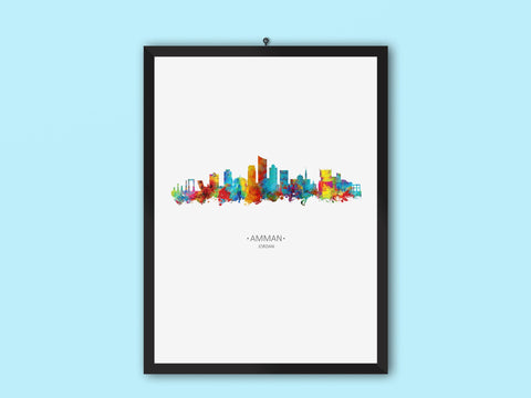 Amman, Jordan Skyline & Cityscape | Jordan Artwork | Jordan Painting | Amman Wall Decor | Amman Print | Sign Inspired Art Cityscapes Watercolor 48