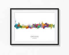 Dresden Cityscape | Dresden Print | Dresden Wall Art Decor | Dresden Artwork | Dresden Skyline | Dresden Poster Art Print | German Inspired 323