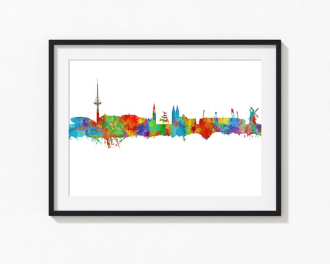 Bremen Wall Art | Bremen Print | German Inspired Art | Bremen Poster | Bremen Cityscape | Bremen Skyline | German Watercolor | Unusual Cityscapes 181