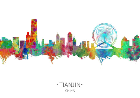 Tianjin, China Home Wall Artwork | China City Art | China City Art Cityscapes Idea | China Cityscape Art | China Rainbow Art Print | Chinese City 1097