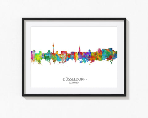 DüSseldorf, Germany Skyline & Cityscape | Dusseldorf Cityscapes | DüSseldorf Poster | DüSseldorf Print Artwork | DüSseldorf City Watercolor Cityscapes