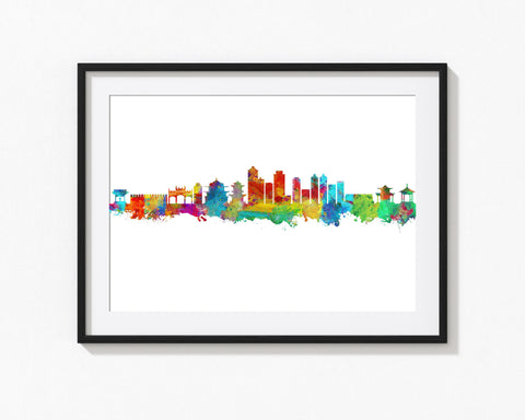 Xianyang Skyline | Chinese Keepsake | Chinese Skyline | Chinese Cityscape | Chinese Memories | China Inspired Art | Colorful China Art Cityscapes 1194