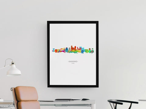 Xianyang Skyline | Chinese Keepsake | Chinese Skyline | Chinese Cityscape | Chinese Memories | China Inspired Art | Colorful China Art Cityscapes 1193