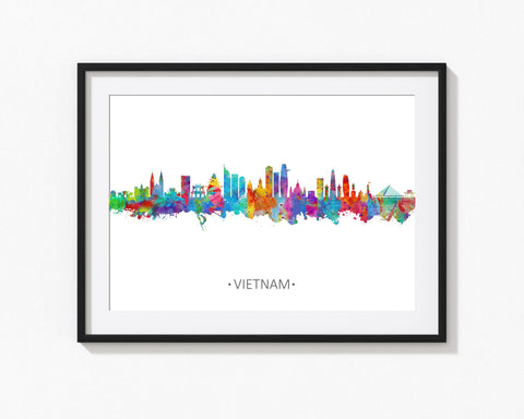 Vietnam Inspired | Vietnam Cityscape | Vietnam Cityscape Art Print | Vietnam Artwork | Vietnam Skyline Vietnam Poster Vietnam Souvenir Colorful Vietnam 1163