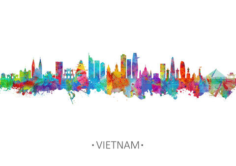 Vietnam Inspired | Vietnam Cityscape | Vietnam Cityscape Art Print | Vietnam Artwork | Vietnam Skyline Vietnam Poster Vietnam Souvenir Colorful Vietnam 1163