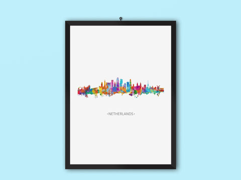 Holland Skyline | Dutch Cityscapes Ideas | Holland Cityscape | | Dutch Keepsake Print | Holland Memories Art | Dutch Souvenir Cityscapes Netherlands 449