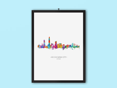 Vietnam Home Artwork | Vietnam Travel Art | Vietnamese Artwork | Vietnam Art Cityscape Art Print / Cityscapes | Vietnam Colorful City Watercolor  Skyline Art 1158