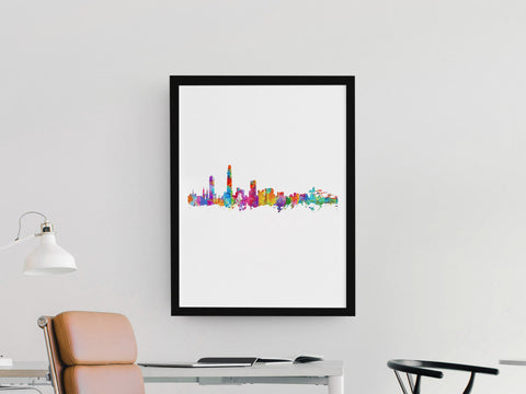 Vietnam Home Artwork | Vietnam Travel Art | Vietnamese Artwork | Vietnam Art Cityscape Art Print / Cityscapes | Vietnam Colorful City Watercolor  Skyline Art 1159