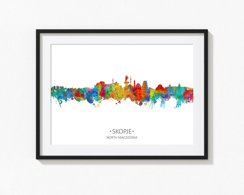 Skopje, Macedonia Poster Art | Macedonian Art | Macedonia Wall Art Decor | North Macedonia Print | Skopje Wall Art | Skopje Skyline Print 1016