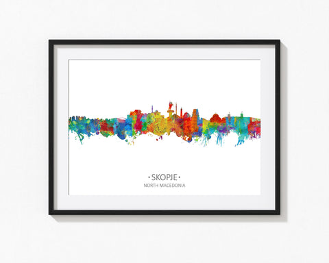 Skopje, Macedonia Poster Art | Macedonian Art | Macedonia Wall Art Decor | North Macedonia Print | Skopje Wall Art | Skopje Skyline Print 1016