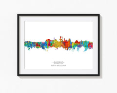 Skopje, Macedonia Poster Art | Macedonian Art | Macedonia Wall Art Decor | North Macedonia Print | Skopje Wall Art | Skopje Skyline Print 1016