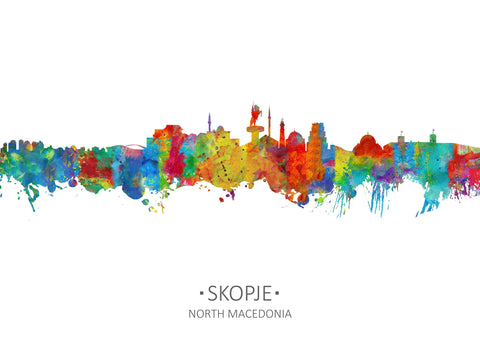 Skopje, Macedonia Poster Art | Macedonian Art | Macedonia Wall Art Decor | North Macedonia Print | Skopje Wall Art | Skopje Skyline Print 1016