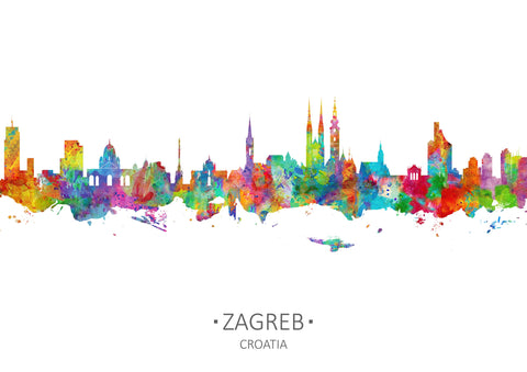 Zagreb, Croatia Poster | Zagreb Cityscapes | Zagreb Art Poster | Zagreb Wall Art Print | Zagreb Wall Decor | Zagreb City | Zagreb Skyline Painting 1219