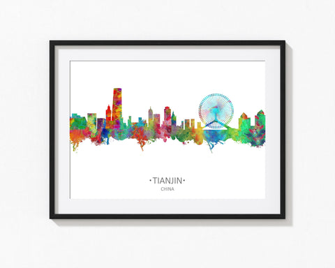 Tianjin, China Home Wall Artwork | China City Art | China City Art Cityscapes Idea | China Cityscape Art | China Rainbow Art Print | Chinese City 1097