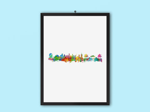 Wuhan, China Home Wall Artwork | China City Art | China City Art Cityscapes Idea | China Cityscape Art | China Rainbow Art Print  Chinese City 1189