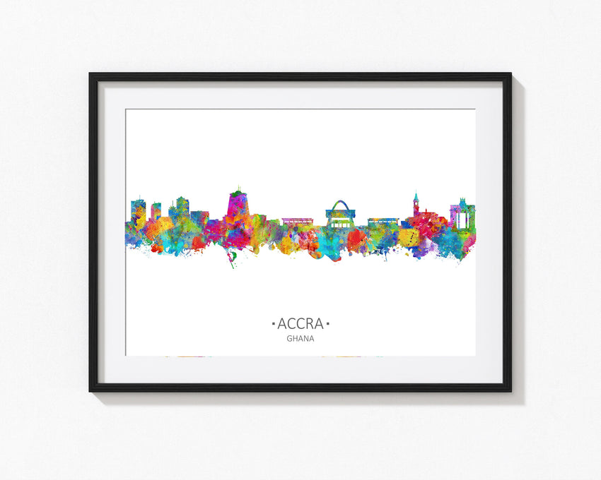 Accra Skyline | Cityscape of Ghana | Accra Wall Art | Ghana Home Art Print | Accra, Ghana Watercolor Art Cityscapes | Ghana City Art 13