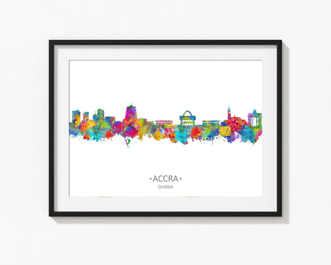 Accra Skyline | Cityscape of Ghana | Accra Wall Art | Ghana Home Art Print | Accra, Ghana Watercolor Art Cityscapes | Ghana City Art 13