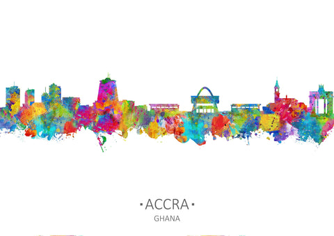 Accra Skyline | Cityscape of Ghana | Accra Wall Art | Ghana Home Art Print | Accra, Ghana Watercolor Art Cityscapes | Ghana City Art 13